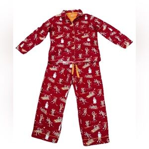 Nwt Nick & Nora Sock Monkey Winter Sports Pajama Set